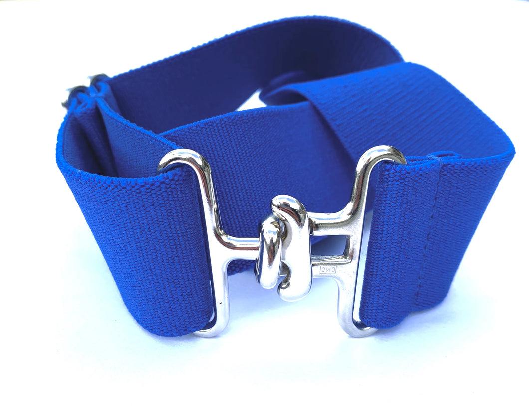 Thin Royal Blue + Silver Elastic Belt